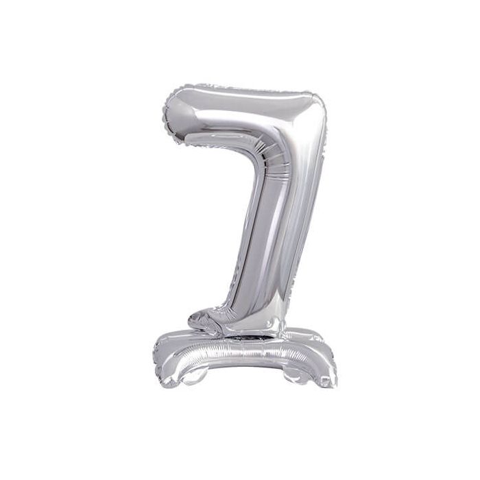 Palloncino Numero (7) Argento Pz.1 16" Cm.40 - Self Standing - Gonfiaggio Ad Aria main product photo