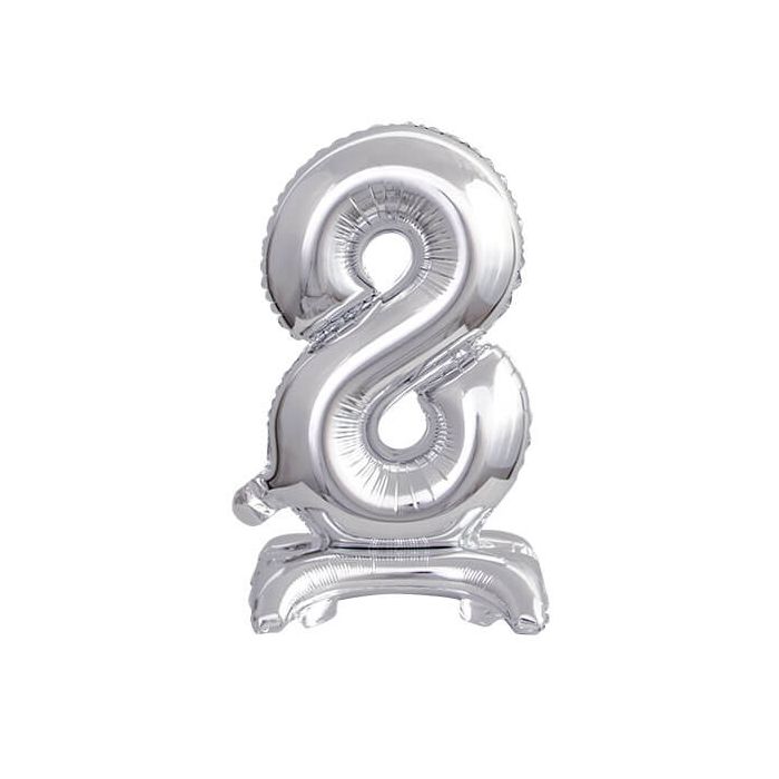 Palloncino Numero (8) Argento Pz.1 16" Cm.40 - Self Standing - Gonfiaggio Ad Aria main product photo