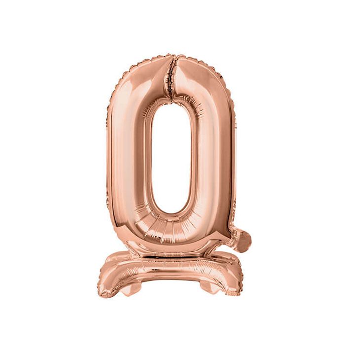 Palloncino Numero (0) Rose Gold Pz.1 16" Cm.40 - Self Standing - Gonfiaggio Ad Aria main product photo