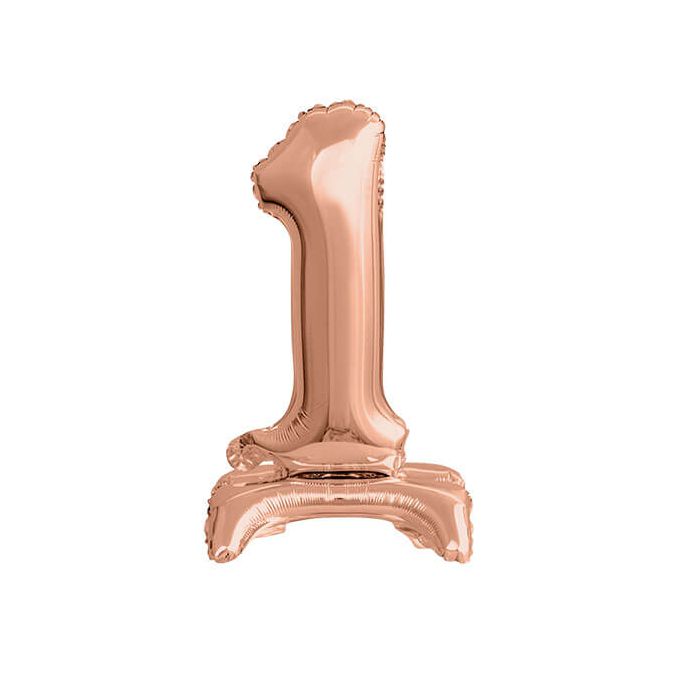 Palloncino Numero (1) Rose Gold Pz.1 16" Cm.40 - Self Standing - Gonfiaggio Ad Aria main product photo