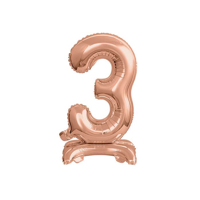 Palloncino Numero (3) Rose Gold Pz.1 16" Cm.40 - Self Standing - Gonfiaggio Ad Aria main product photo