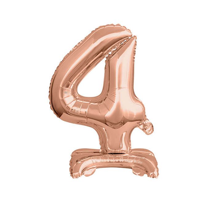 Palloncino Numero (4) Rose Gold Pz.1 16" Cm.40 - Self Standing - Gonfiaggio Ad Aria main product photo