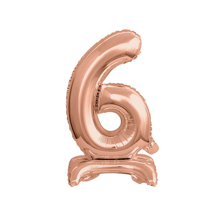Palloncino Numero (6) Rose Gold Pz.1 16" Cm.40 - Self Standing - Gonfiaggio Ad Aria main product photo