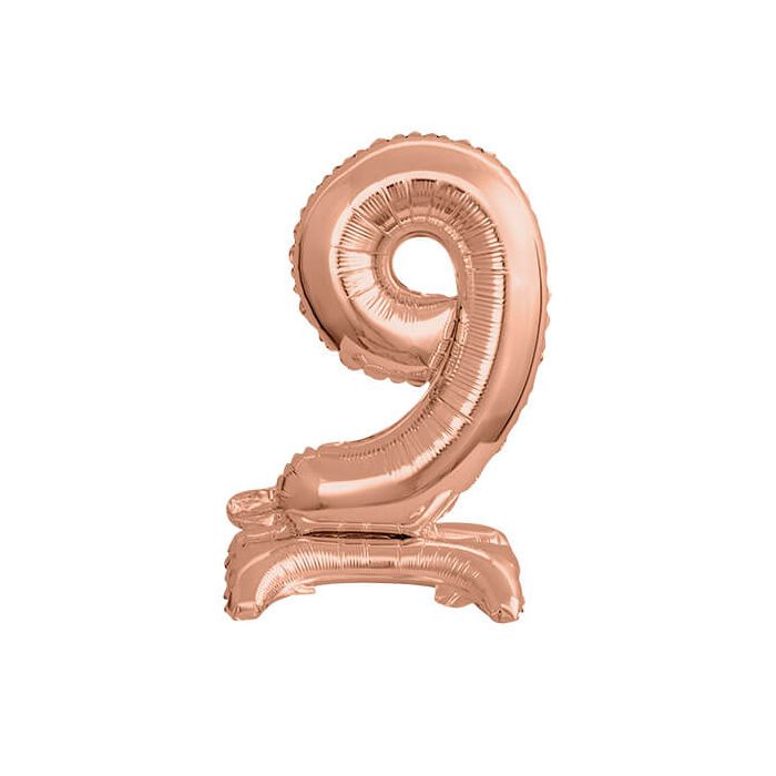 Palloncino Numero (9) Rose Gold Pz.1 16" Cm.40 - Self Standing - Gonfiaggio Ad Aria main product photo