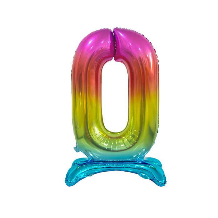 Palloncino Numero (0) Arcobaleno Pz.1 30" Cm.76 - Self Standing - Gonfiaggio Ad Aria main product photo