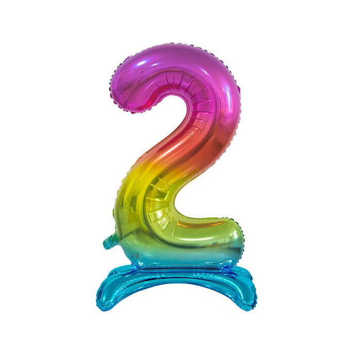 Palloncino Numero (2) Arcobaleno Pz.1 30" Cm.76 - Self Standing - Gonfiaggio Ad Aria main product photo