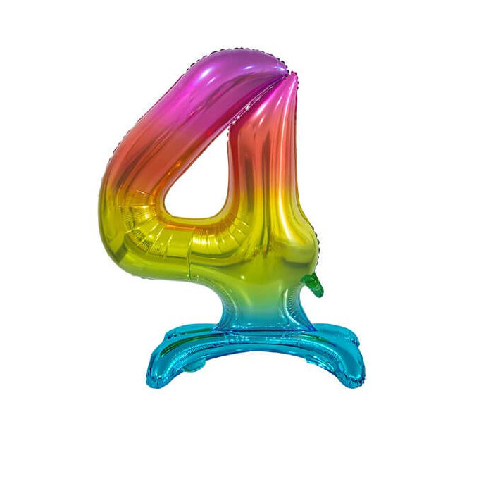 Palloncino Numero (4) Arcobaleno Pz.1 30" Cm.76 - Self Standing - Gonfiaggio Ad Aria main product photo