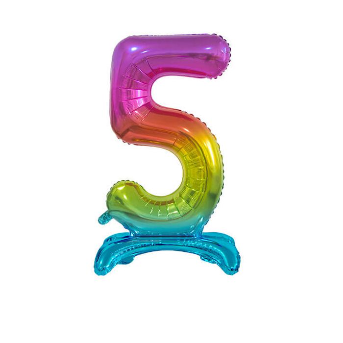 Palloncino Numero (5) Arcobaleno Pz.1 30" Cm.76 - Self Standing - Gonfiaggio Ad Aria main product photo