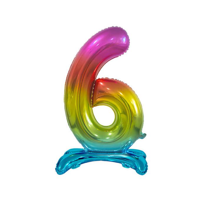 Palloncino Numero (6) Arcobaleno Pz.1 30" Cm.76 - Self Standing - Gonfiaggio Ad Aria main product photo