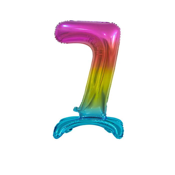 Palloncino Numero (7) Arcobaleno Pz.1 30" Cm.76 - Self Standing - Gonfiaggio Ad Aria main product photo