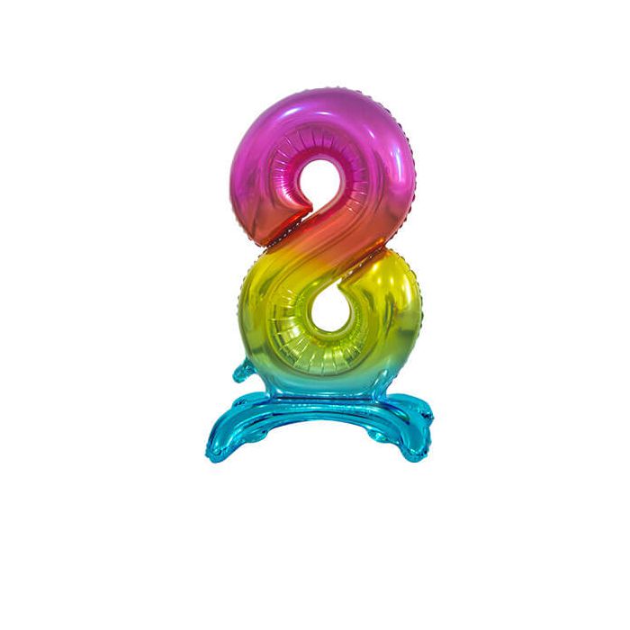 Palloncino Numero (8) Arcobaleno Pz.1 30" Cm.76 - Self Standing - Gonfiaggio Ad Aria main product photo