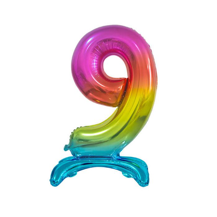Palloncino Numero (9) Arcobaleno Pz.1 30" Cm.76 - Self Standing - Gonfiaggio Ad Aria main product photo