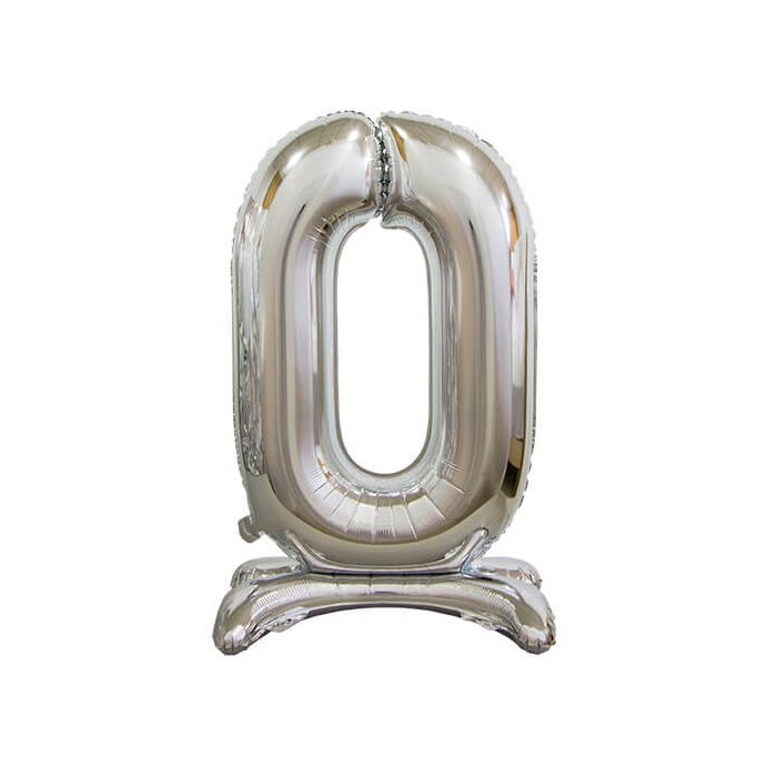 Palloncino Numero (0) Argento Pz.1 30" Cm.76 - Self Standing - Gonfiaggio Ad Aria main product photo