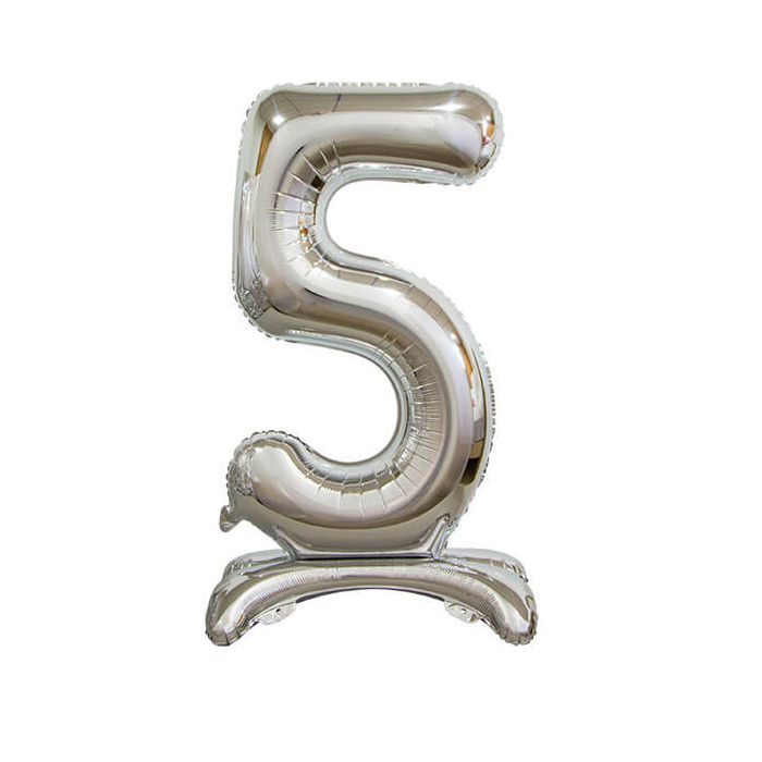 Palloncino Numero (5) Argento Pz.1 30" Cm.76 - Self Standing - Gonfiaggio Ad Aria main product photo