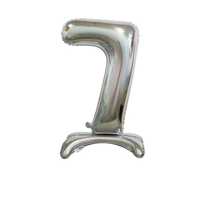 Palloncino Numero (7) Argento Pz.1 30" Cm.76 - Self Standing - Gonfiaggio Ad Aria main product photo