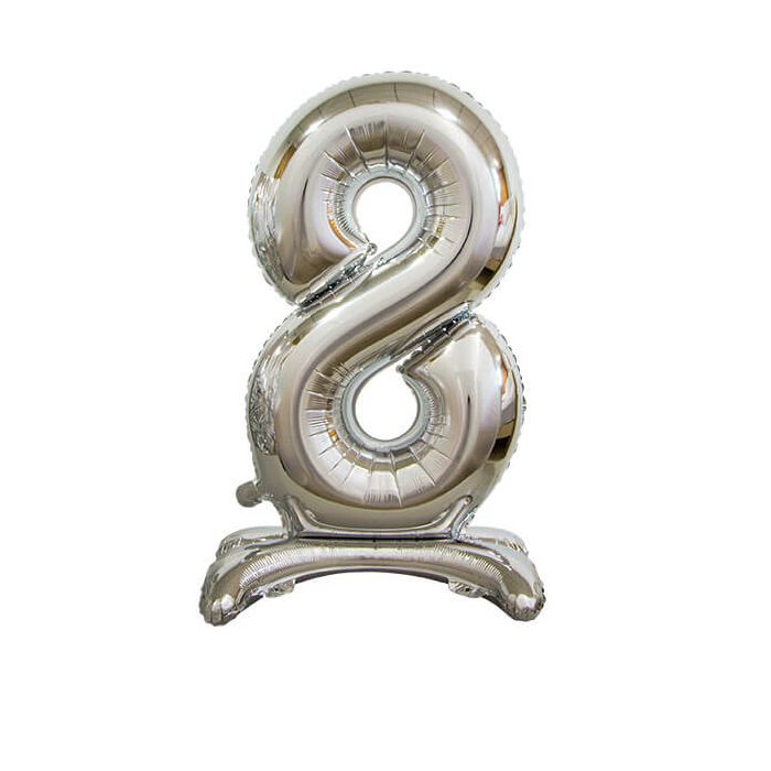 Palloncino Numero (8) Argento Pz.1 30" Cm.76 - Self Standing - Gonfiaggio Ad Aria main product photo