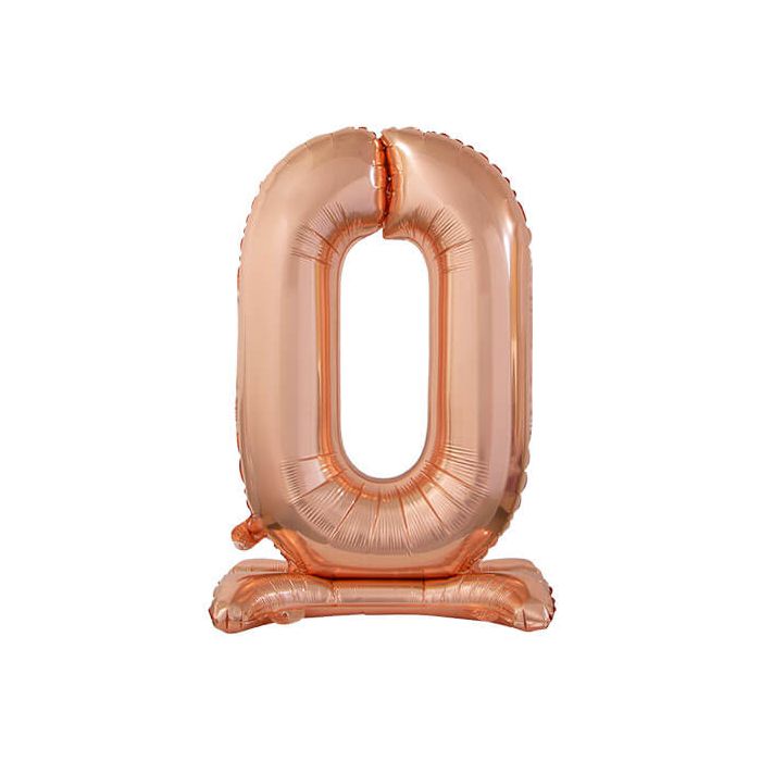 Palloncino Numero (0) Rose Gold Pz.1 30" Cm.76 - Self Standing - Gonfiaggio Ad Aria main product photo