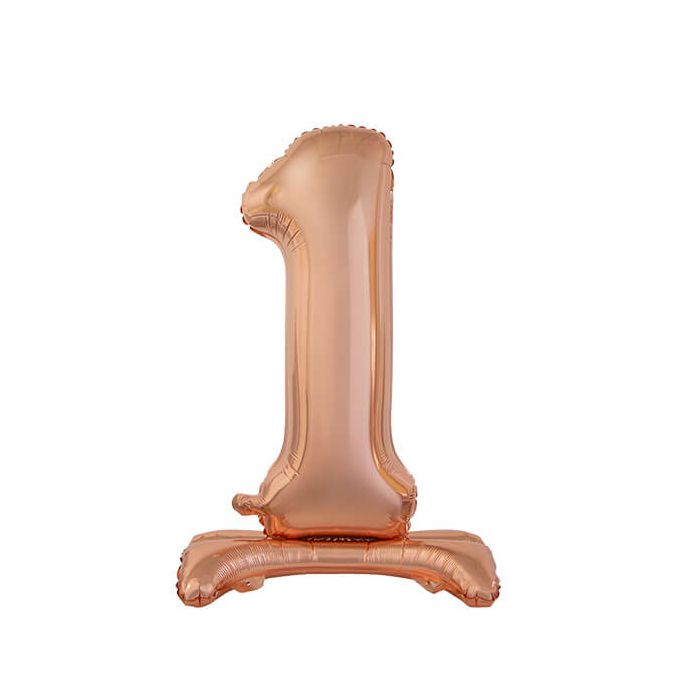 Palloncino Numero (1) Rose Gold Pz.1 30" Cm.76 - Self Standing - Gonfiaggio Ad Aria main product photo