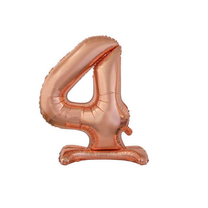 Palloncino Numero (4) Rose Gold Pz.1 30" Cm.76 - Self Standing - Gonfiaggio Ad Aria main product photo