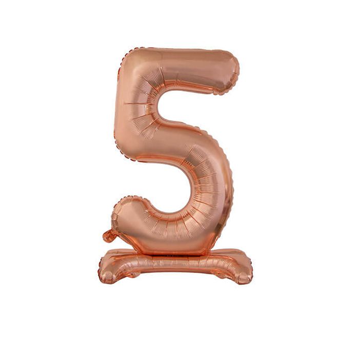 Palloncino Numero (5) Rose Gold Pz.1 30" Cm.76 - Self Standing - Gonfiaggio Ad Aria main product photo