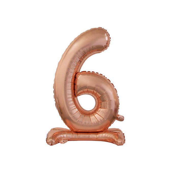 Palloncino Numero (6) Rose Gold Pz.1 30" Cm.76 - Self Standing - Gonfiaggio Ad Aria main product photo