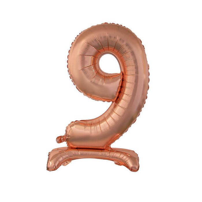 Palloncino Numero (9) Rose Gold Pz.1 30" Cm.76 - Self Standing - Gonfiaggio Ad Aria main product photo