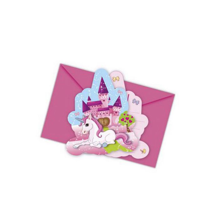 Inviti Unicorno Castello Pz.6 6 Biglietti 6 Buste main product photo