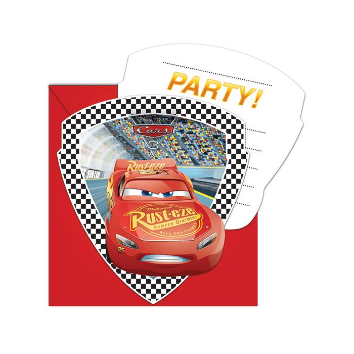Inviti Cars 3 Pz.6 Cm.14 X Cm.8.5 - 6 Biglietti - 6 Buste main product photo