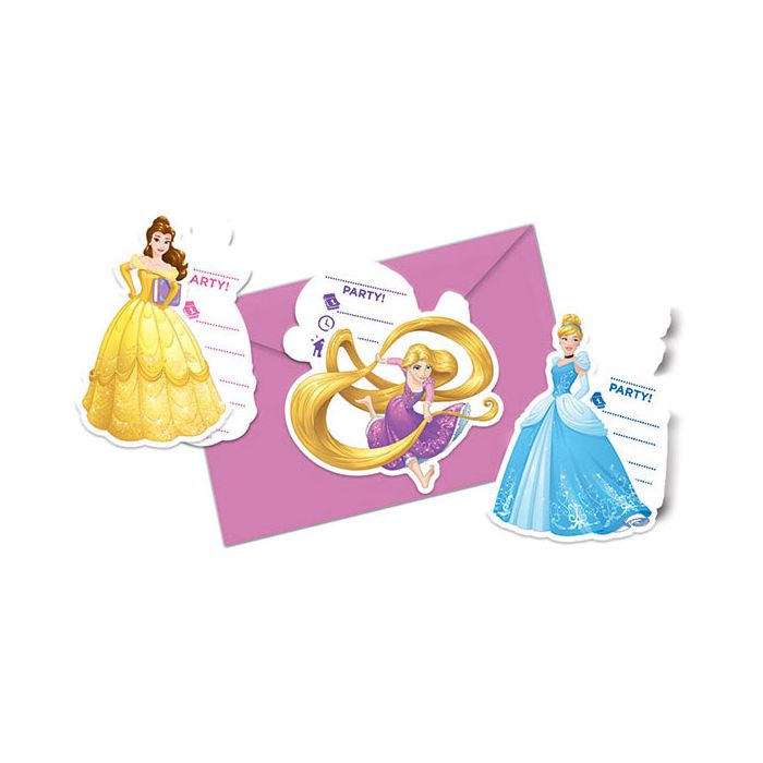 Inviti Principesse Heart Strong Pz.6 Cm.14 X Cm.8.5 - 6 Biglietti - 6 Buste main product photo