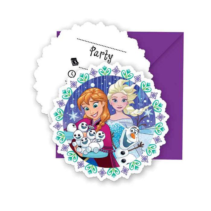 Inviti Frozen Snowflakes Pz.6 Cm.14 X Cm.8.5 - 6 Biglietti - 6 Buste main product photo