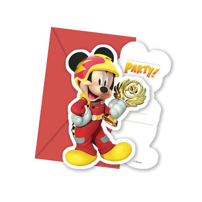 Inviti Topolino Roadster Race Pz.6 Cm.14 X Cm.8.5 - 6 Biglietti - 6 Buste main product photo