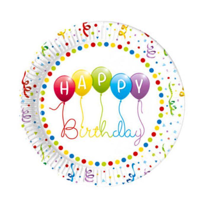 Piatti Happy Birthday Streamers Pz.8 Cm.23 main product photo