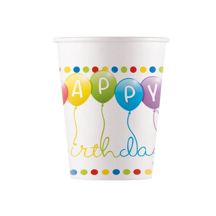 Bicchieri Happy Birthday Streamers Pz.8 main product photo