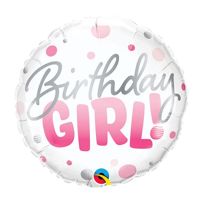 Palloncino Compleanno Girl Pink Dot Pz.1 Mylar Tondo 18" Cm.45 main product photo