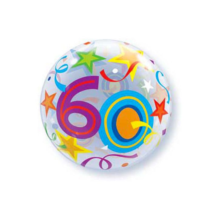 Palloncini 60° Compleanno Pz.1 Bubble Balloon Tondo 22" Cm.56 main product photo