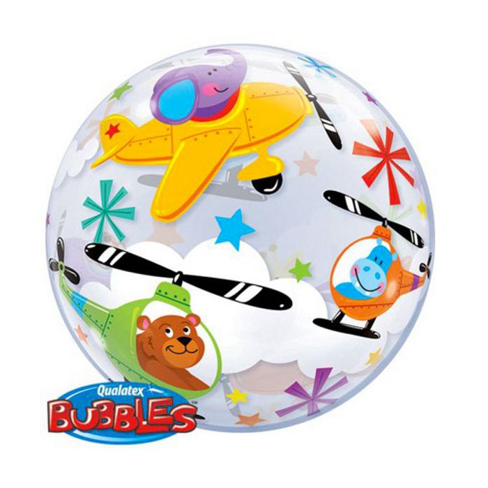 Palloncini Animali In Aeroplano Pz.1 Bubble Balloon Tondo 22" Cm.56 main product photo