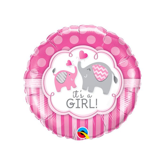 Palloncino Baby Girl Elefante Pz.1 Mylar Tondo 18" Cm.45 main product photo