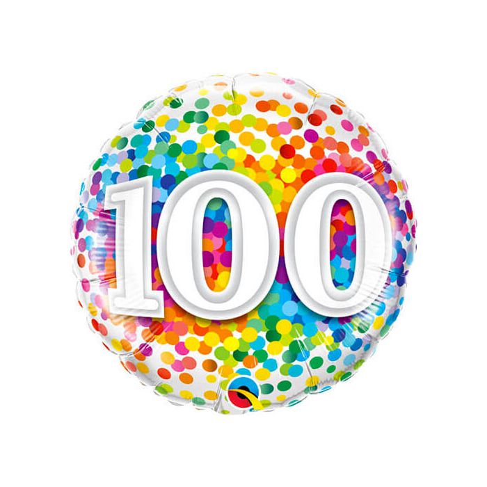 Palloncino 100° Compleanno Confetti Pz.1 Mylar Tondo 18" Cm.45 main product photo
