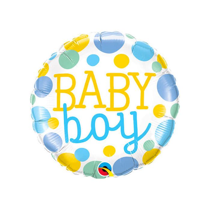 Palloncino Baby Boy Dots Pz.1 Mylar Tondo 18" Cm.45 main product photo