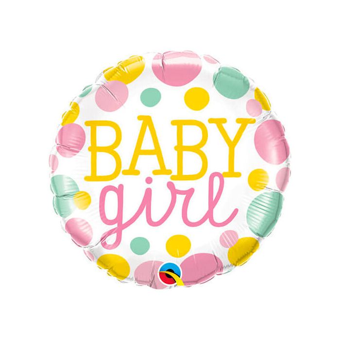 Palloncino Baby Girl Dots Pz.1 Mylar Tondo 18" Cm.45 main product photo