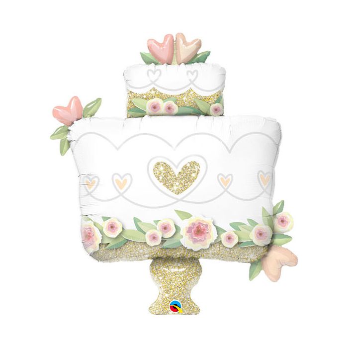 Palloncino Torta Matrimonio Glitter Pz.1 Mylar Sagomato 38"/cm.97 main product photo