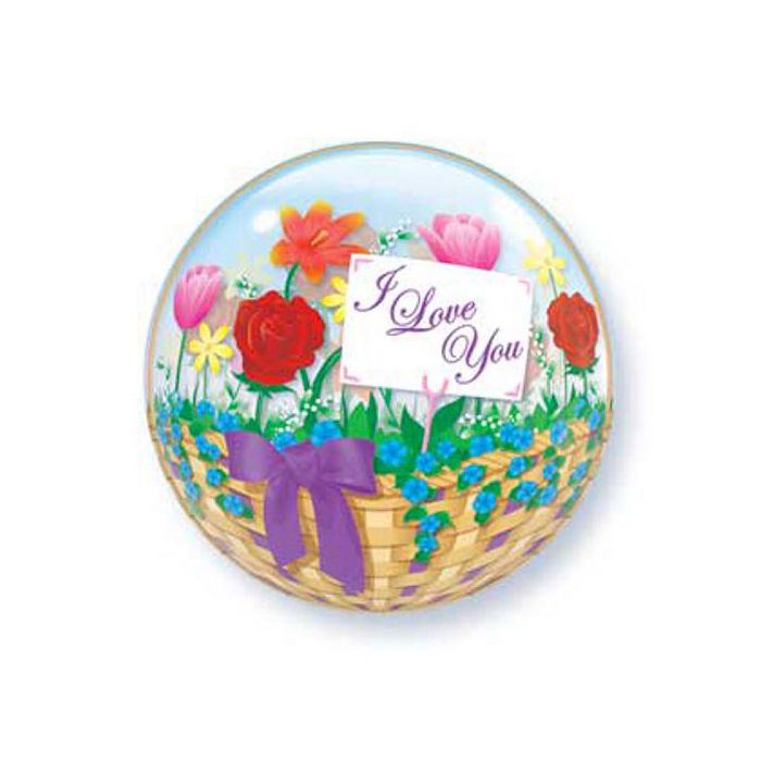 Palloncini I Love You Fiori Pz.1 Bubble Balloon Tondo 22" Cm.56 main product photo