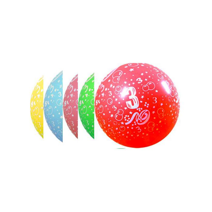 Palloncino 3° Compleanno (36") Pz.10 Colore Standard Assortito Stampa Bianca Cm.90 main product photo