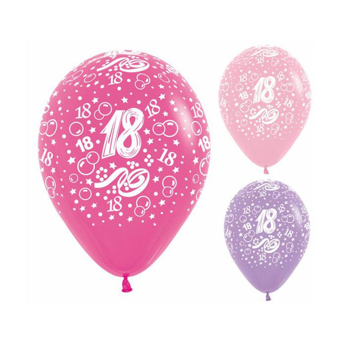 Palloncino 18 Anni (12") Pz.100 Colore Standard E Pastello Assortito Femmina Stampa Bianca Cm.30 main product photo