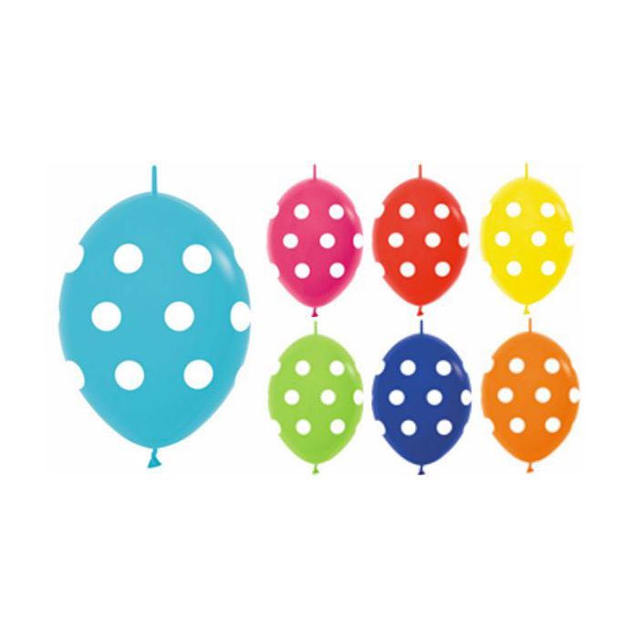 Palloncini Dots Link-o-loon(12") Pz.100 Colore Standard Assortito Stampa Bianca Cm.30 main product photo
