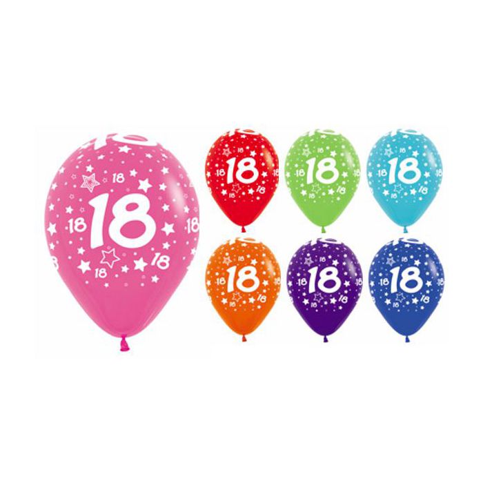 Palloncino 18 Anni Stars (12") Pz.100 Colore Standard Assortito Stampa Bianca Cm.30 main product photo