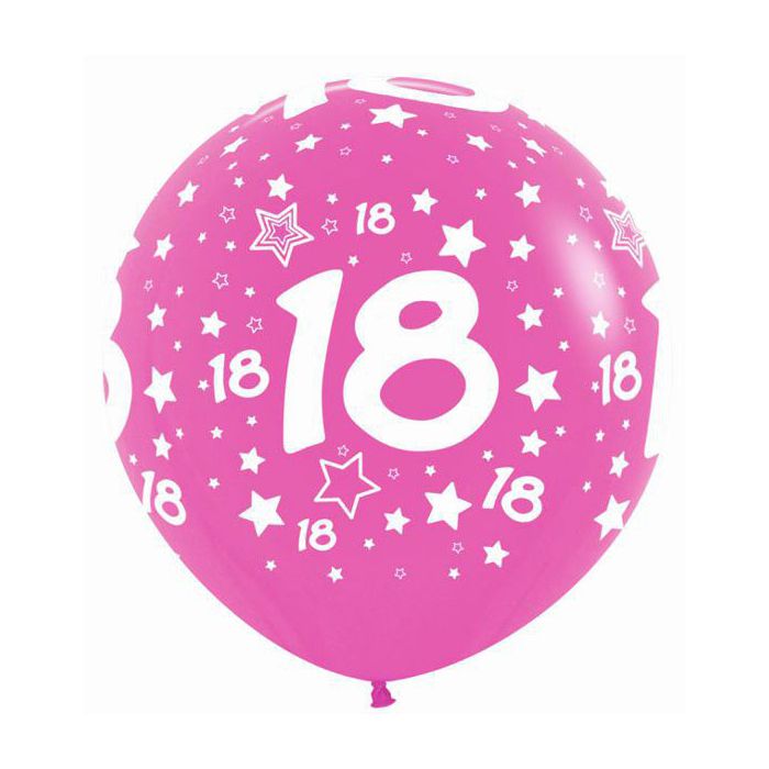 Palloncino 18 Anni Stars (36") Pz.1 Colore Standard Fuxia 012 Stampa Bianca Cm.90 main product photo
