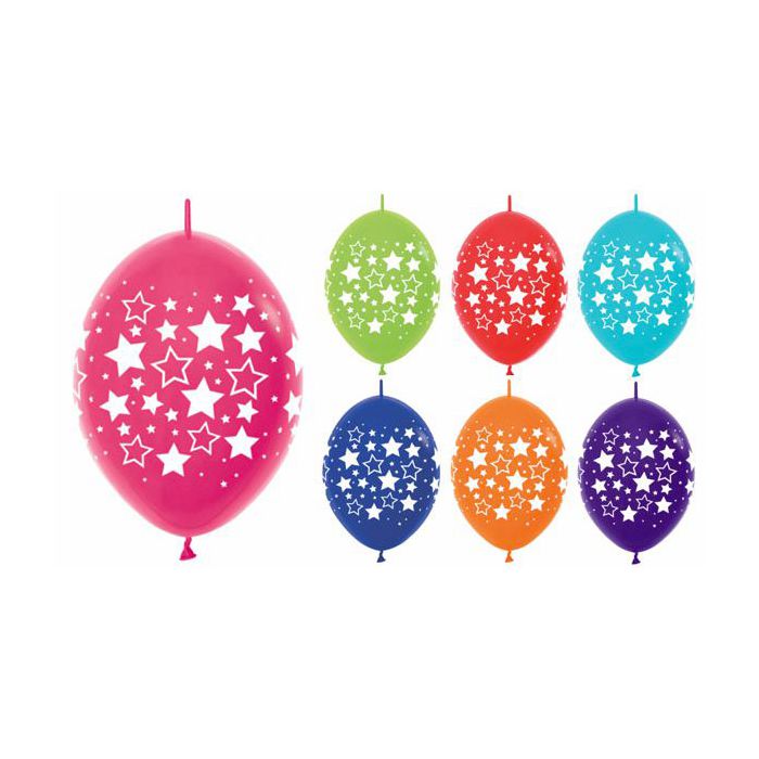 Palloncini Stars Link-o-loon(12") Pz.100 Colore Standard Assortito Stampa Bianca Cm.30 main product photo