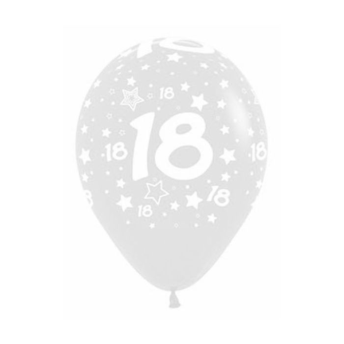 Palloncino 18 Anni Stars (12") Pz.50 Colore Trasparente 390 Stampa Bianca Cm.30 main product photo