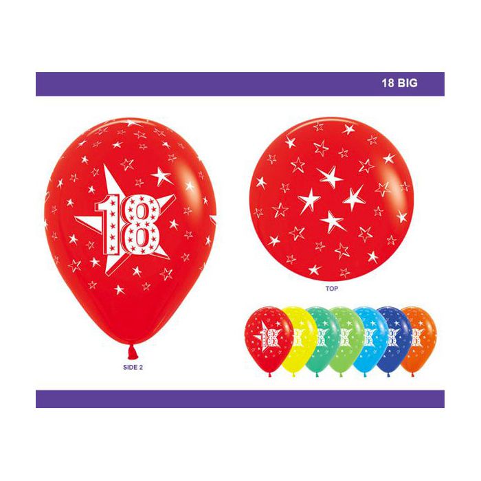 Palloncino 18 Anni Stelle (12") Pz.100 Colore Standard Assortito Stampa Bianca Cm.30 main product photo